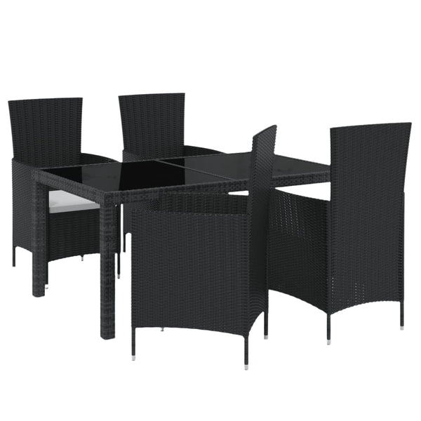 5 Piece Outdoor Dining Set With Cushions Poly Rattan Black Outdoor Dining Sets