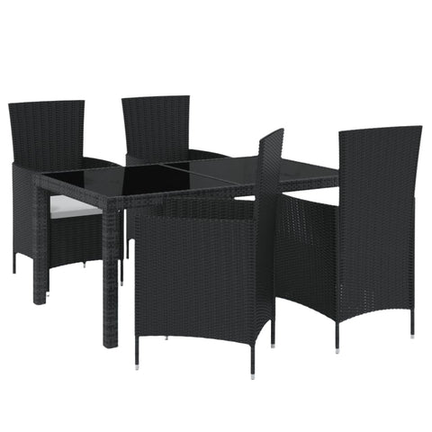 5 Piece Outdoor Dining Set With Cushions Poly Rattan Black Outdoor Dining Sets