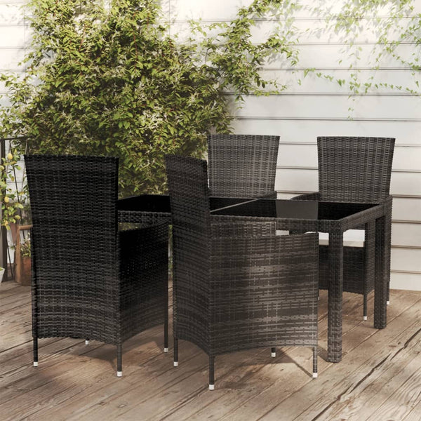 5 Piece Outdoor Dining Set With Cushions Poly Rattan Black Outdoor Dining Sets