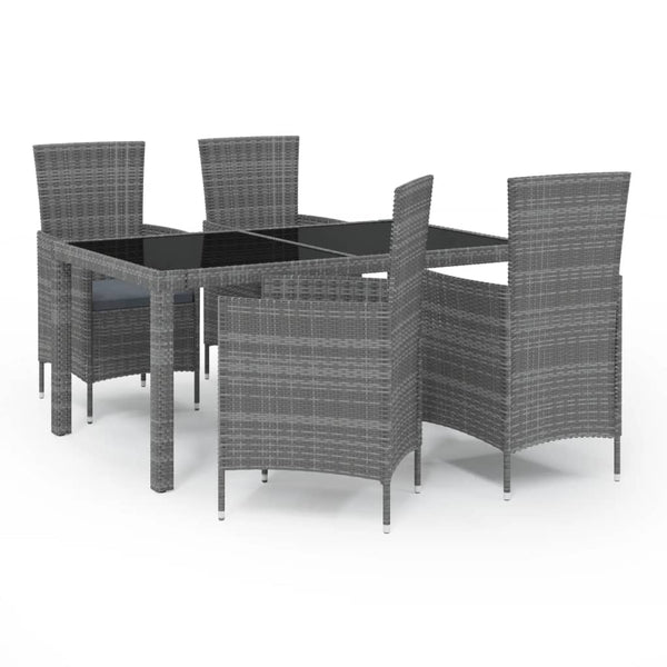 5 Piece Outdoor Dining Set With Cushions Poly Rattan Grey Outdoor Dining Sets