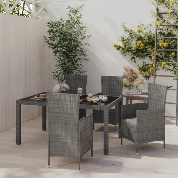 5 Piece Outdoor Dining Set With Cushions Poly Rattan Grey Outdoor Dining Sets