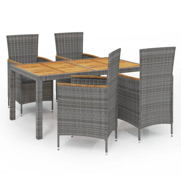 5 Piece Outdoor Dining Set With Cushions Poly Rattan Grey Outdoor Dining Sets