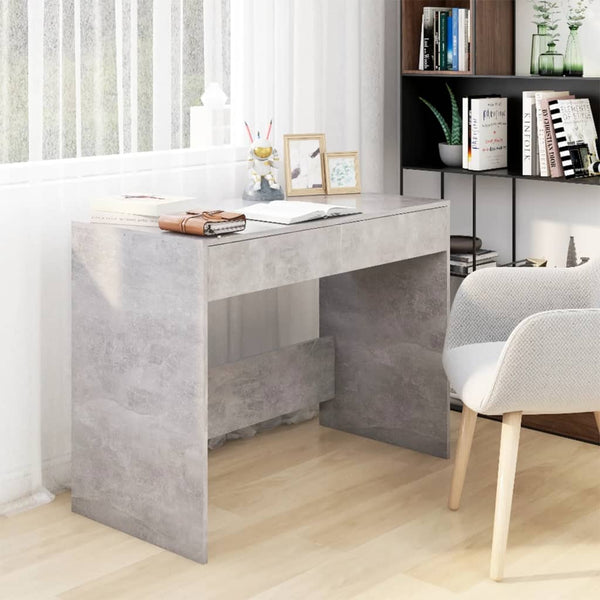 Desk Concrete Grey 101X50x76.5 Cm Engineered Wood Home Office Desks