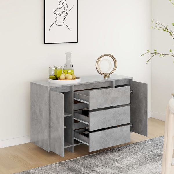Sideboard With 3 Drawers Concrete Grey 120X41x75 Cm Engineered Wood Sideboards & Buffets