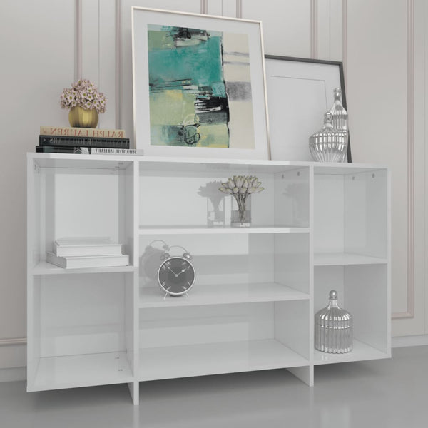 Sideboard High Gloss White 120X30x75 Cm Engineered Wood Sideboards & Buffets