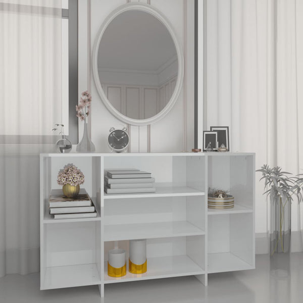 Sideboard High Gloss White 120X30x75 Cm Engineered Wood Sideboards & Buffets