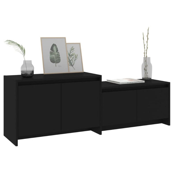 Tv Cabinet Black 146.5X35x50 Cm Engineered Wood