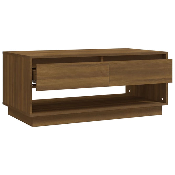 Coffee Table Brown Oak 102.5X55x44 Cm Engineered Wood Coffee Tables