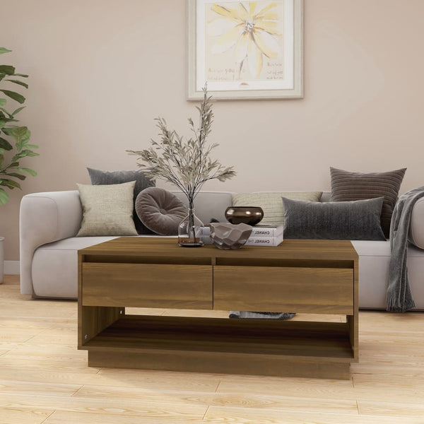 Coffee Table Brown Oak 102.5X55x44 Cm Engineered Wood Coffee Tables
