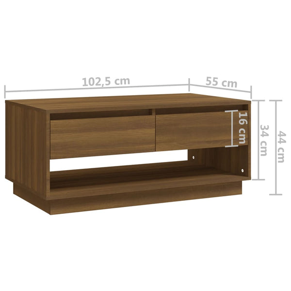 Coffee Table Brown Oak 102.5X55x44 Cm Engineered Wood Coffee Tables