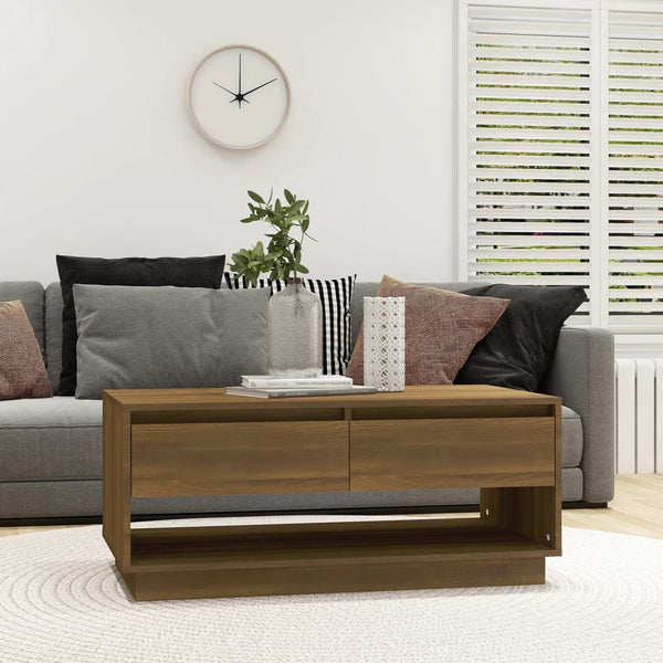 Coffee Table Brown Oak 102.5X55x44 Cm Engineered Wood Coffee Tables
