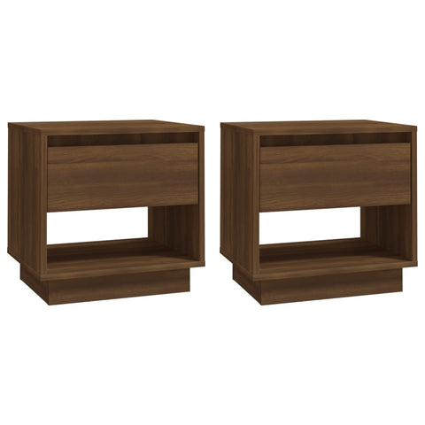 Bedside Cabinets 2 Pcs Brown Oak 45X34x44 Cm Engineered Wood