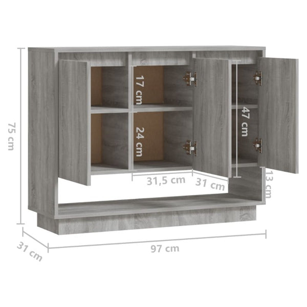Sideboard Grey Sonoma 97X31x75 Cm Engineered Wood Sideboards & Buffets
