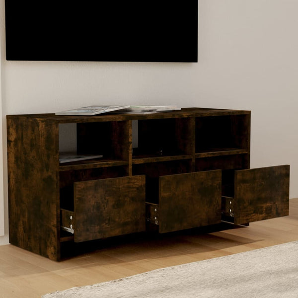 Tv Cabinet Smoked Oak 102X37.5X52.5 Cm Engineered Wood Tv Stands & Entertainment Units