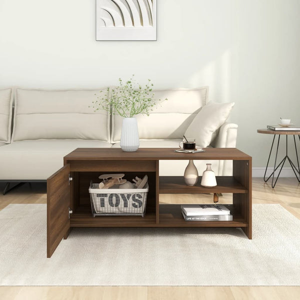 Coffee Table Brown Oak 102X50x45 Cm Engineered Wood Coffee Tables