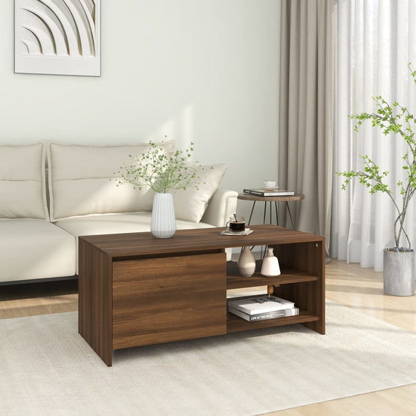 Coffee Table Brown Oak 102X50x45 Cm Engineered Wood Coffee Tables