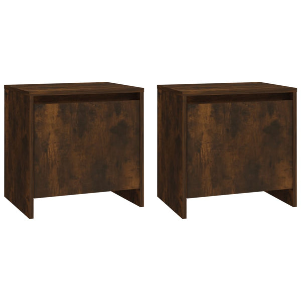 Vidaxl Bedside Cabinets 2 Pcs Smoked Oak 45X34x44.5 Cm Engineered Wood Bedside Tables