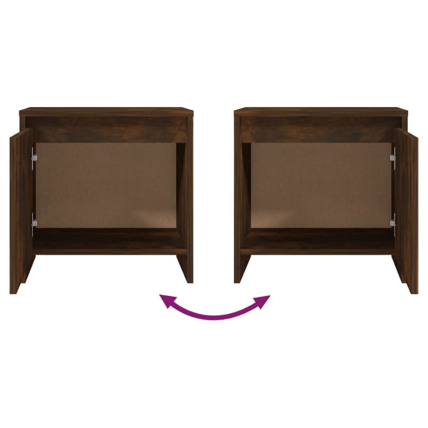 Vidaxl Bedside Cabinets 2 Pcs Smoked Oak 45X34x44.5 Cm Engineered Wood Bedside Tables