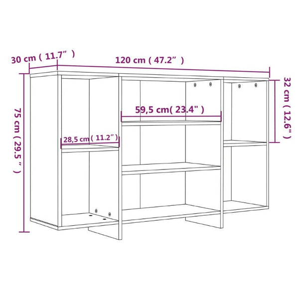 Sideboards & Buffets Sideboard Smoked Oak 120X30x75 Cm Engineered Wood