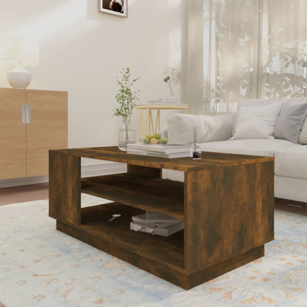 Coffee Table Smoked Oak 102X55x43 Cm Engineered Wood Coffee Tables