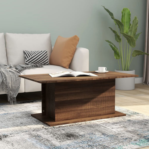 Coffee Table Brown Oak 102X55.5X40 Cm Engineered Wood Coffee Tables