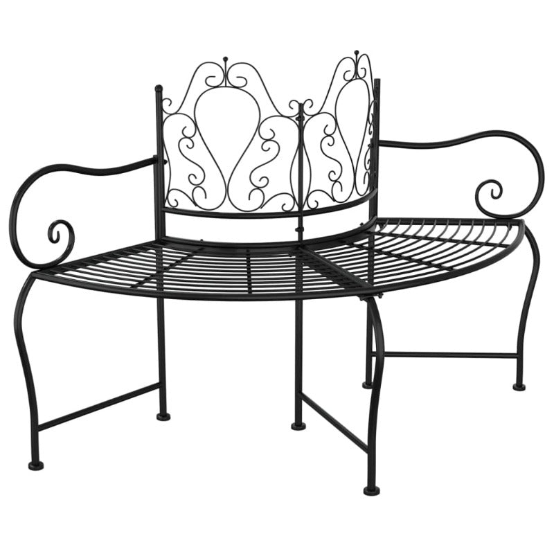 Tree Bench 150 Cm Black Steel Patio Benches