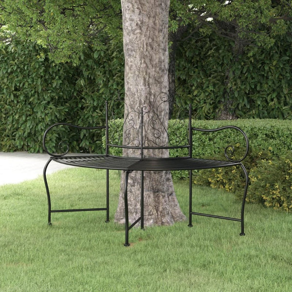 Tree Bench 150 Cm Black Steel Patio Benches