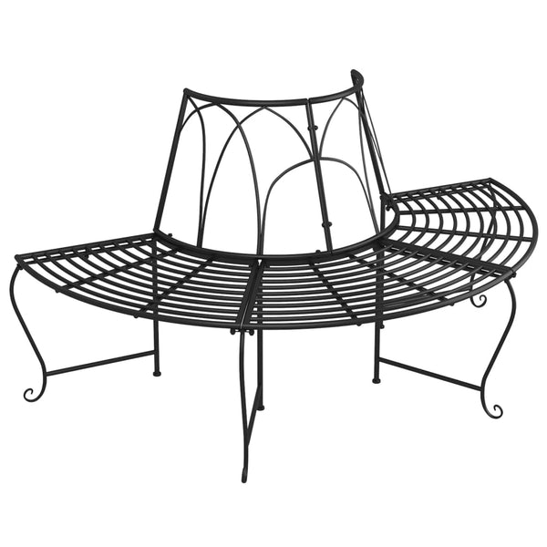 Half Round Tree Bench A159 Cm Black Steel Benches