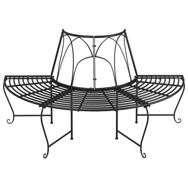 Half Round Tree Bench A159 Cm Black Steel Benches