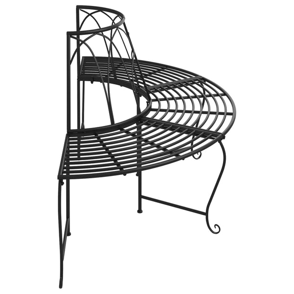 Half Round Tree Bench A159 Cm Black Steel Benches