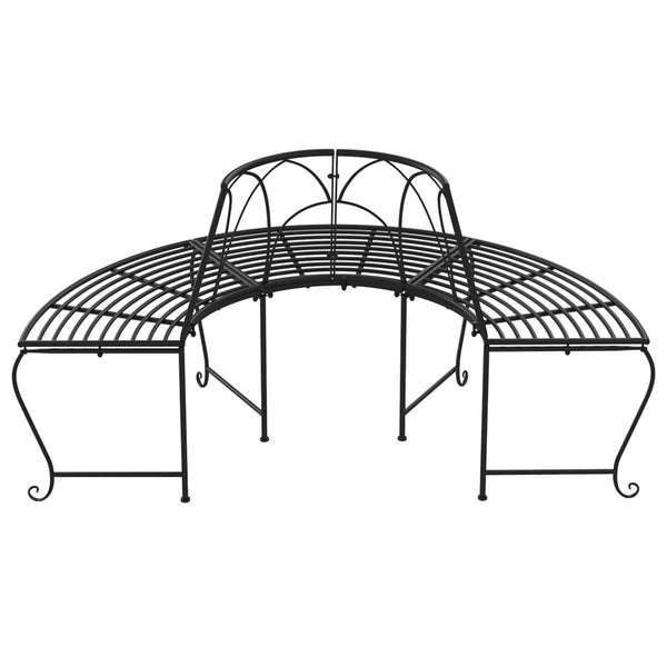 Half Round Tree Bench A159 Cm Black Steel Benches