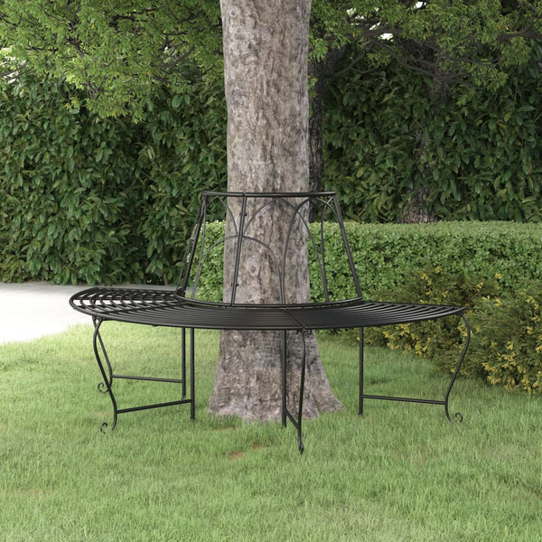 Half Round Tree Bench A159 Cm Black Steel Benches