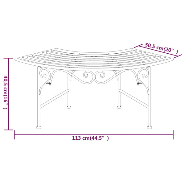 Tree Bench 113 Cm Black Steel Patio Benches