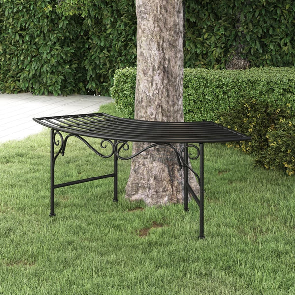 Tree Bench 113 Cm Black Steel Patio Benches