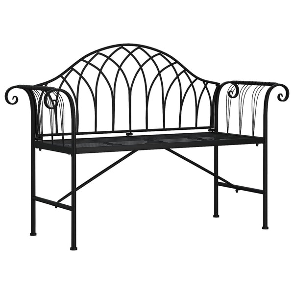 2 Seater Garden Bench 128 Cm Black Steel Patio Benches