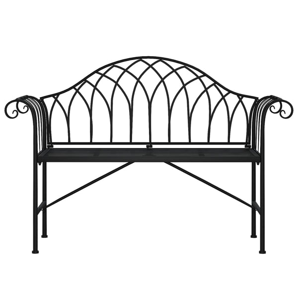 2 Seater Garden Bench 128 Cm Black Steel Patio Benches
