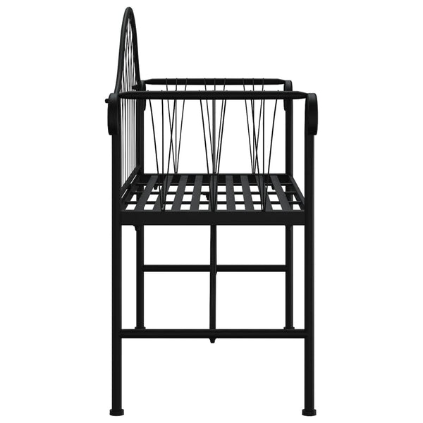 2 Seater Garden Bench 128 Cm Black Steel Patio Benches