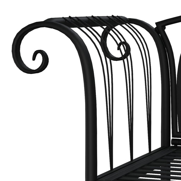 2 Seater Garden Bench 128 Cm Black Steel Patio Benches