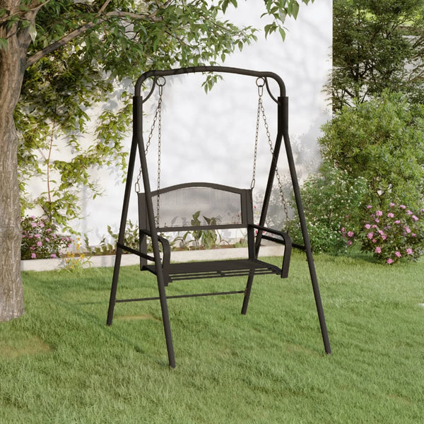 Swing Bench 124 Cm Black Steel Patio Benches