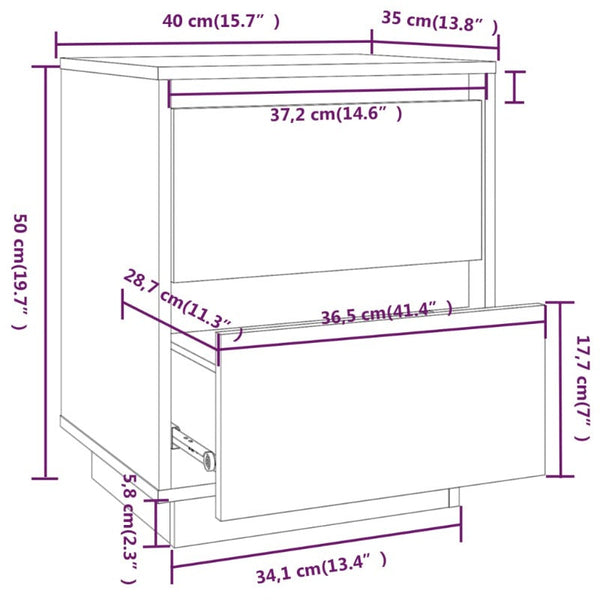 Vidaxl Bedside Cabinets 2 Pcs 40X35x50 Cm Solid Wood Pine