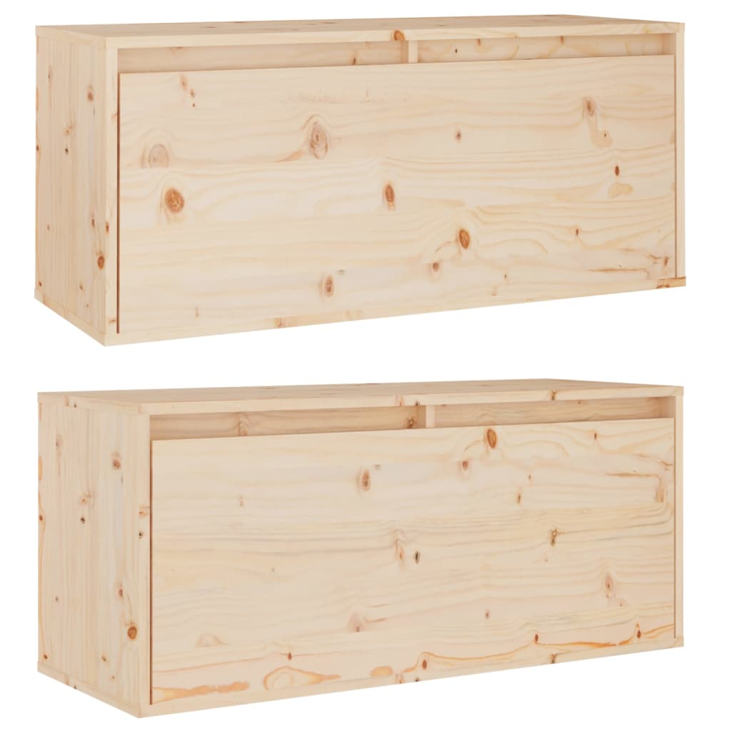 Wall Cabinets 2 Pcs 80X30x35 Cm Solid Wood Pine Cabinets & Cupboards