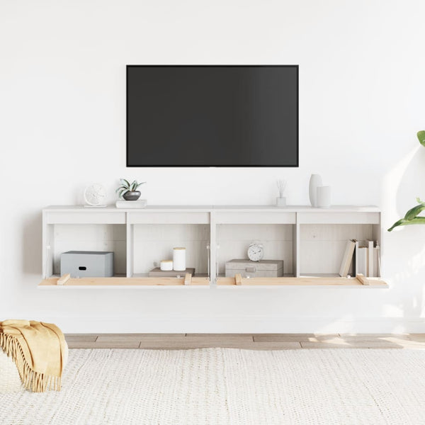 Wall Cabinets 2 Pcs White 80X30x35 Cm Solid Wood Pine Cabinets & Cupboards