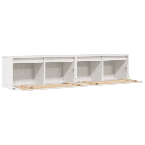 Wall Cabinets 2 Pcs White 80X30x35 Cm Solid Wood Pine Cabinets & Cupboards