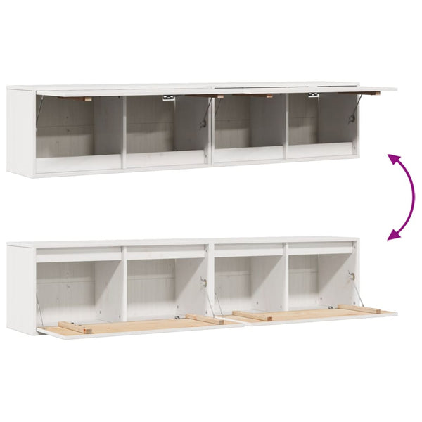 Wall Cabinets 2 Pcs White 80X30x35 Cm Solid Wood Pine Cabinets & Cupboards