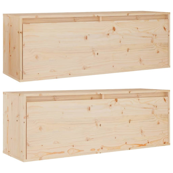 Wall Cabinets 2Pcs 100X30x35 Cm Solid Wood Pine Cabinets & Cupboards