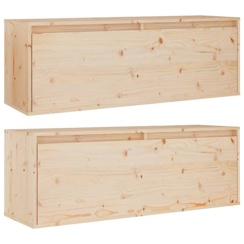 Wall Cabinets 2Pcs 100X30x35 Cm Solid Wood Pine Cabinets & Cupboards