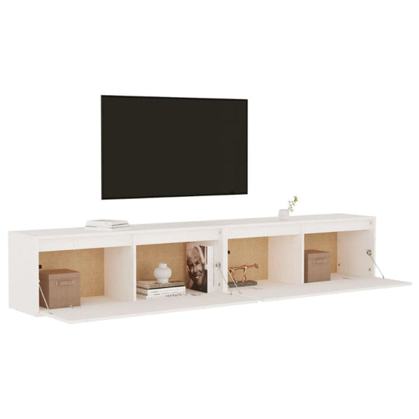 Vidaxl Wall Cabinets 2Pcs White 100X30x35 Cm Solid Wood Pine Cabinets & Cupboards