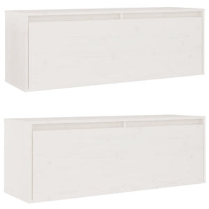 Wall Cabinets 2Pcs White 100X30x35 Cm Solid Wood Pine