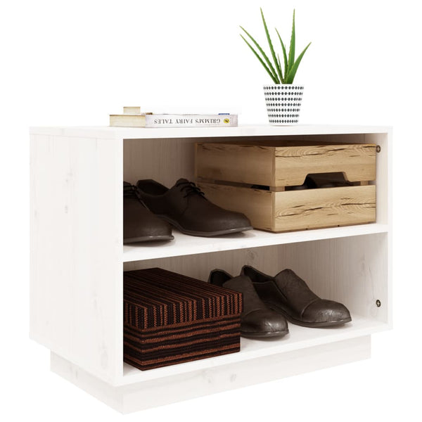 Shoe Cabinet White 60X34x45 Cm Solid Wood Pine Shoe Cabinets