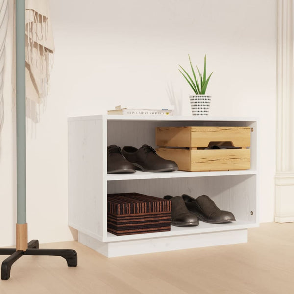 Shoe Cabinet White 60X34x45 Cm Solid Wood Pine Shoe Cabinets